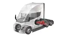 Tesla Semi technical image: front axle (Torque) with two electric motors