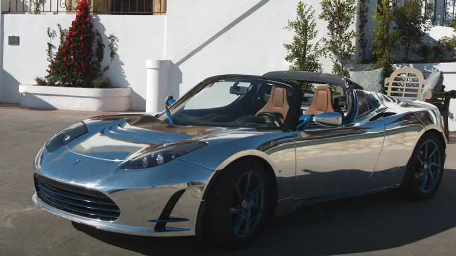Don’t Look At This Chrome-Wrapped Tesla Roadster Directly, It May Blind You