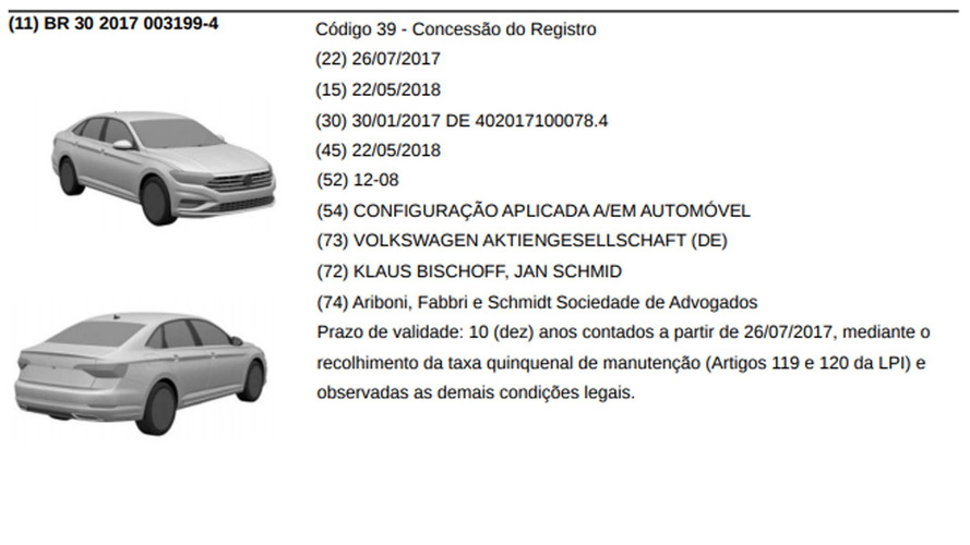 Volkswagen Jetta - Registro no INPI