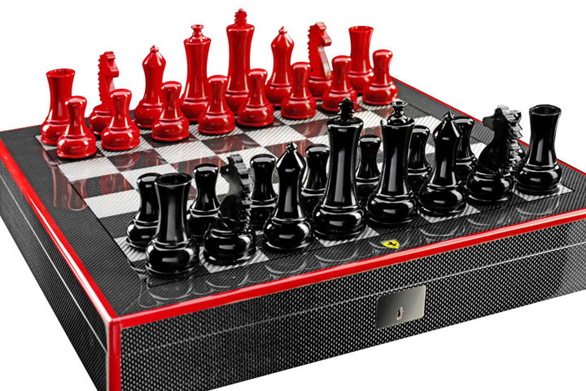 Make Your Move on this Carbon Fiber Ferrari Chess Set