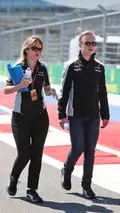 Nikita Mazepin, Sahara Force India F1 Team Development Driver walks the circuit with Bernadette Collins, Sahara Force India F1 Team Performance and Strategy Engineer