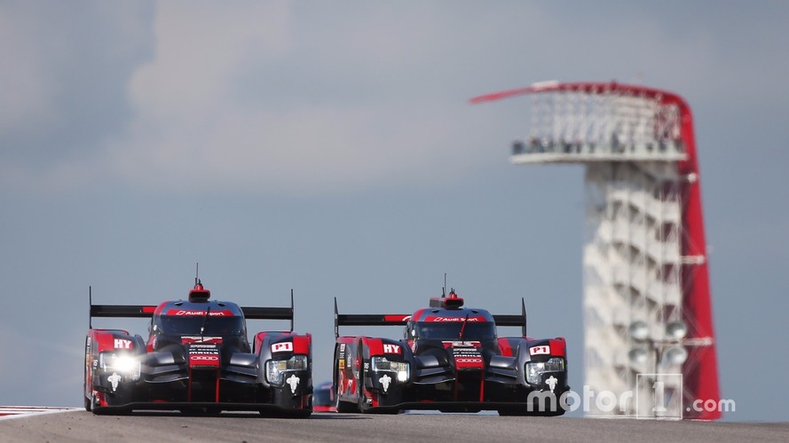 #7 Audi Sport Team Joest Audi R18-Marcel Fässler, Andre Lotterer, Benoit Tréluyer, #8 Audi Sport Team Joest Audi R18 e-tron quattro- Lucas di Grassi, Loic Duval, Oliver Jarvis