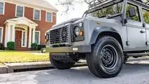 Project Ghost classic Land Rover Defender 110 EV restomod exterior front end detail