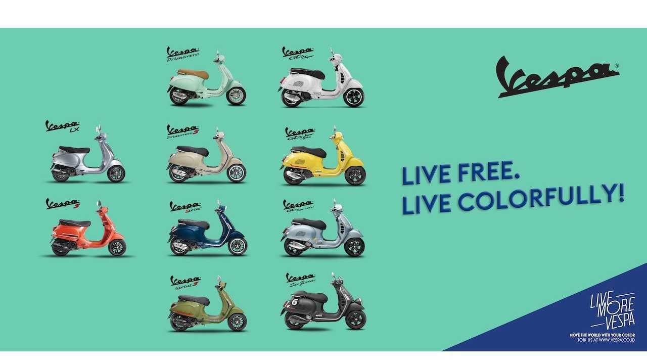Live Free Live Colorfully, berbagai warna baru Vespa.