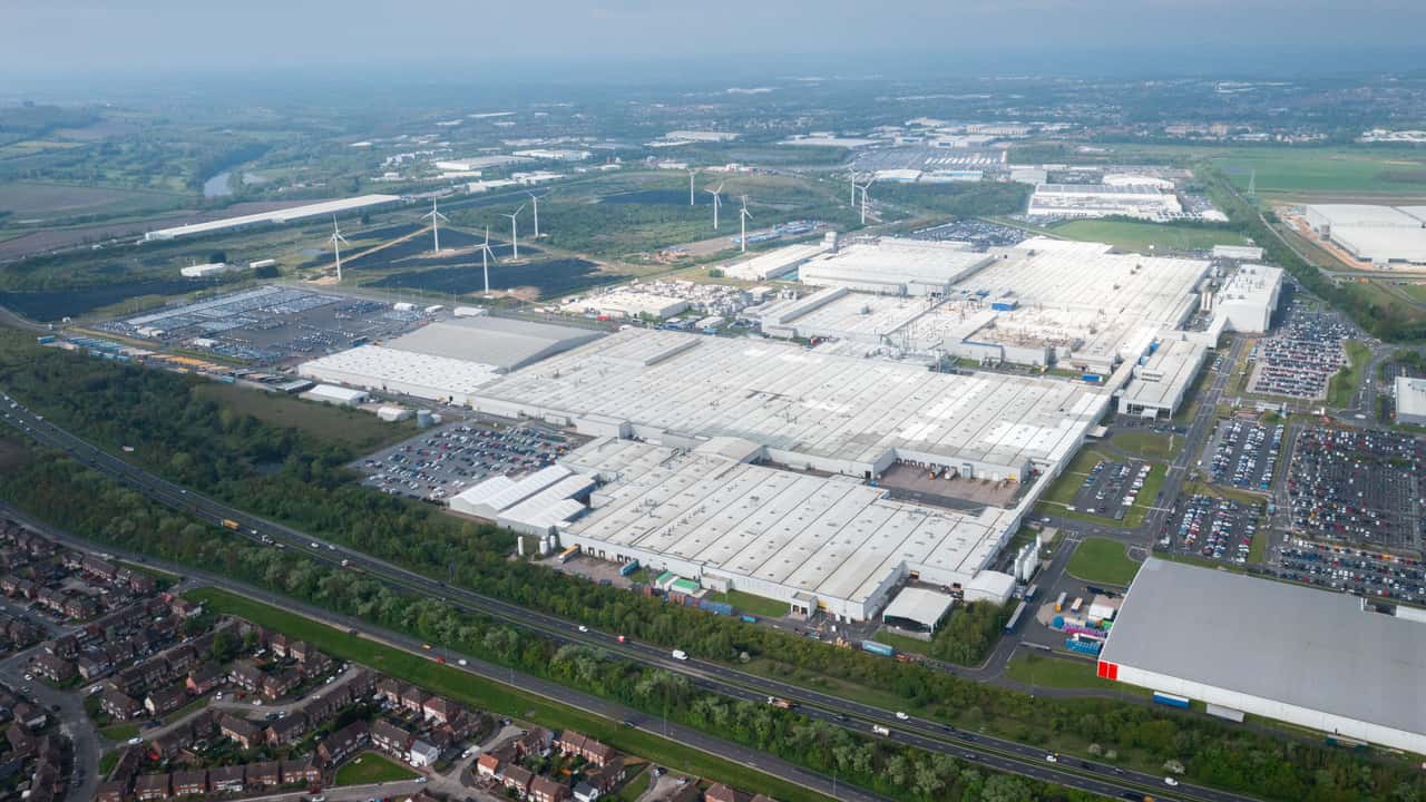 Aerial view of Nissan manufacturing plant site in Sunderland