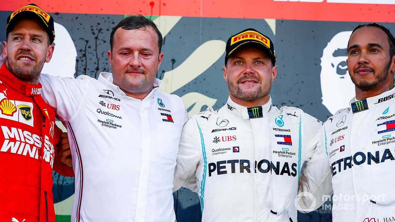 Sebastian Vettel, Eric Blandin, Valtteri Bottas and Lewis Hamilton at Japanese GP 2019