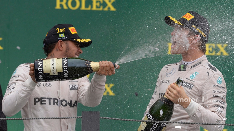 Podium- race winner Lewis Hamilton, Mercedes AMG F1, Nico Rosberg, Mercedes AMG F1