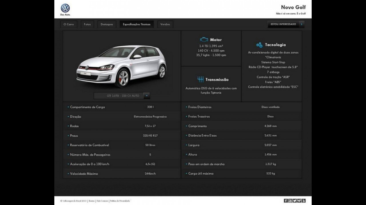 Novo Golf 7: vazam todos os detalhes sobre as versões