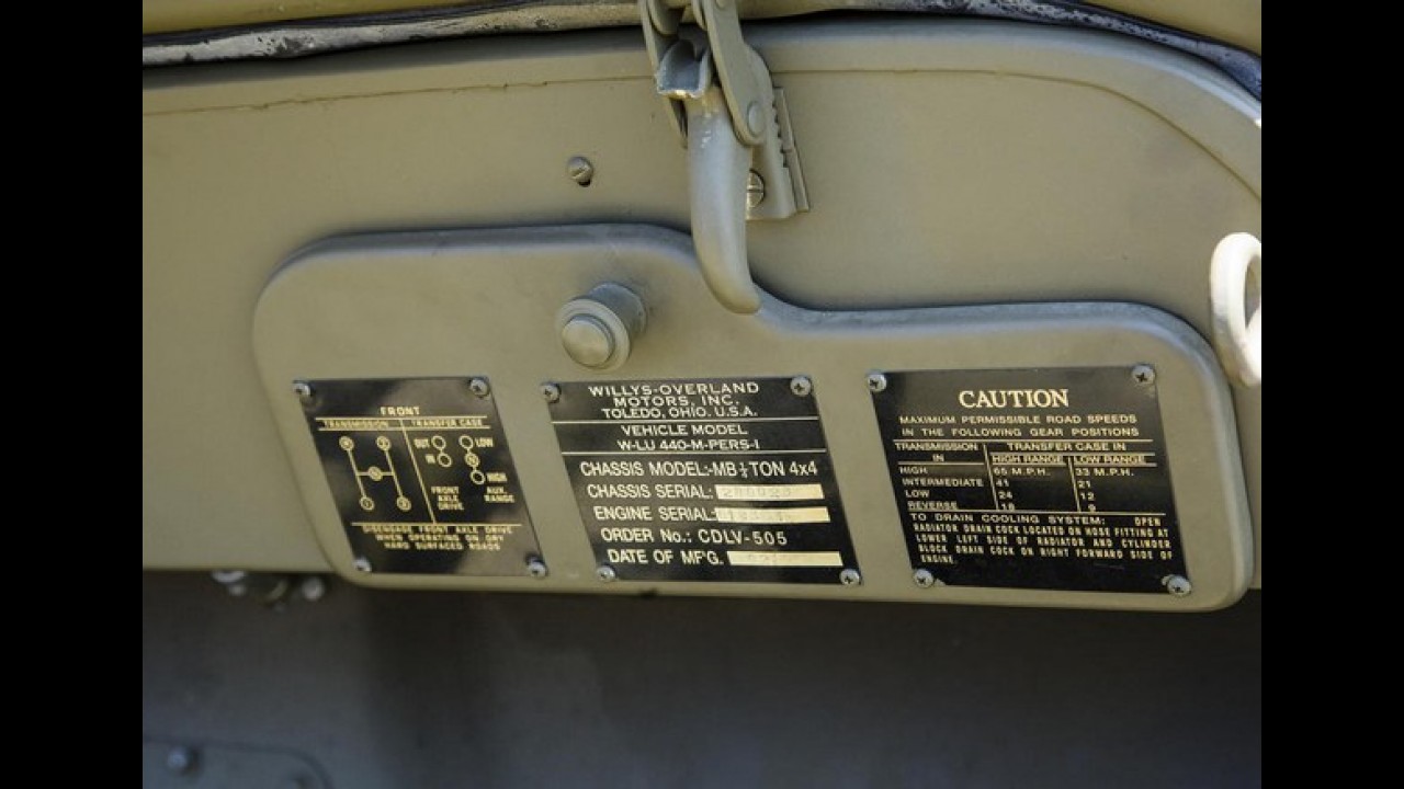 Jeep da Segunda Guerra Mundial estará no leilão de Greenwich