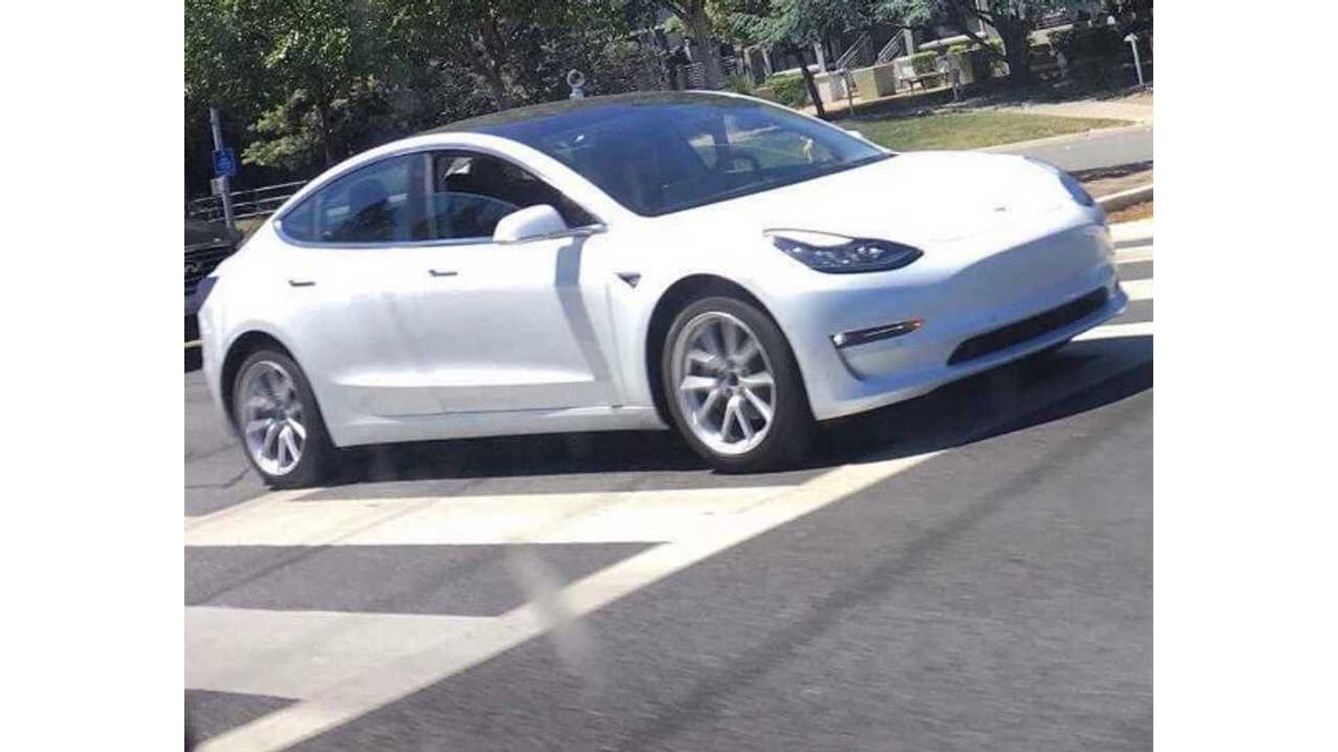 White Tesla Model 3 Spotted