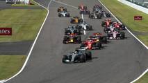 Départ : Lewis Hamilton, Mercedes AMG F1 W08 mène