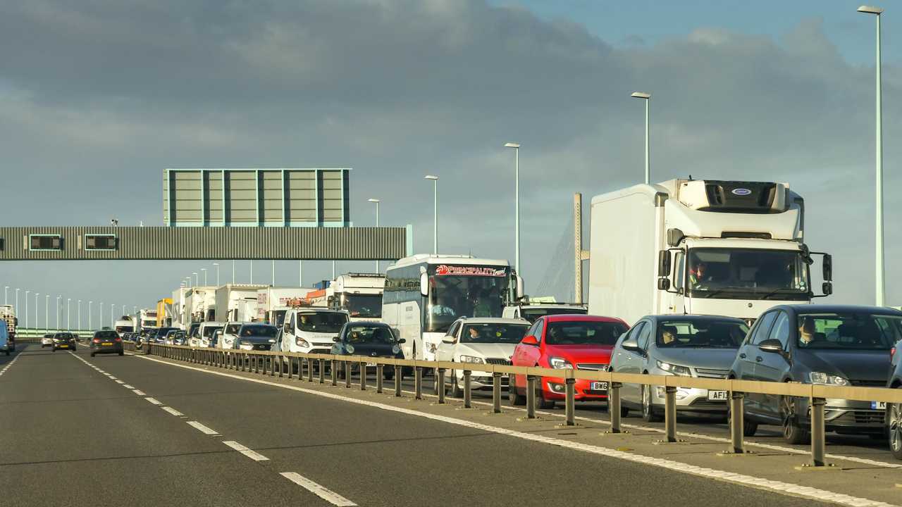 Traffic on the M4 motorway on the Second Severn Crossing