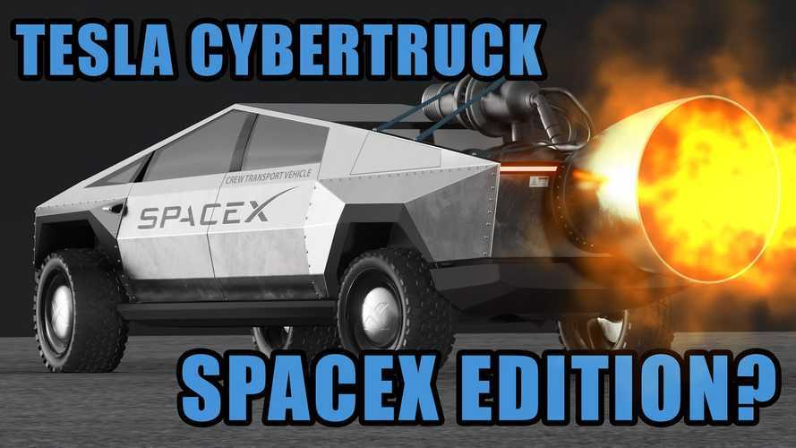 Watch Tesla Cybertruck SpaceX Edition With Massive Rocket Take Flight