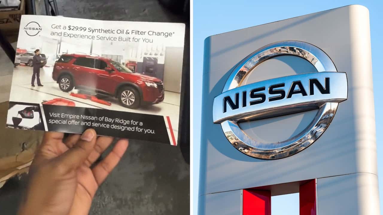 flier for $29.99 oil change at Nissan dealership