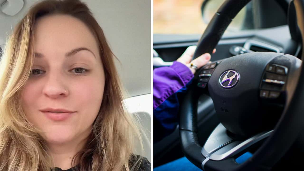 Woman drives a new Hyundai