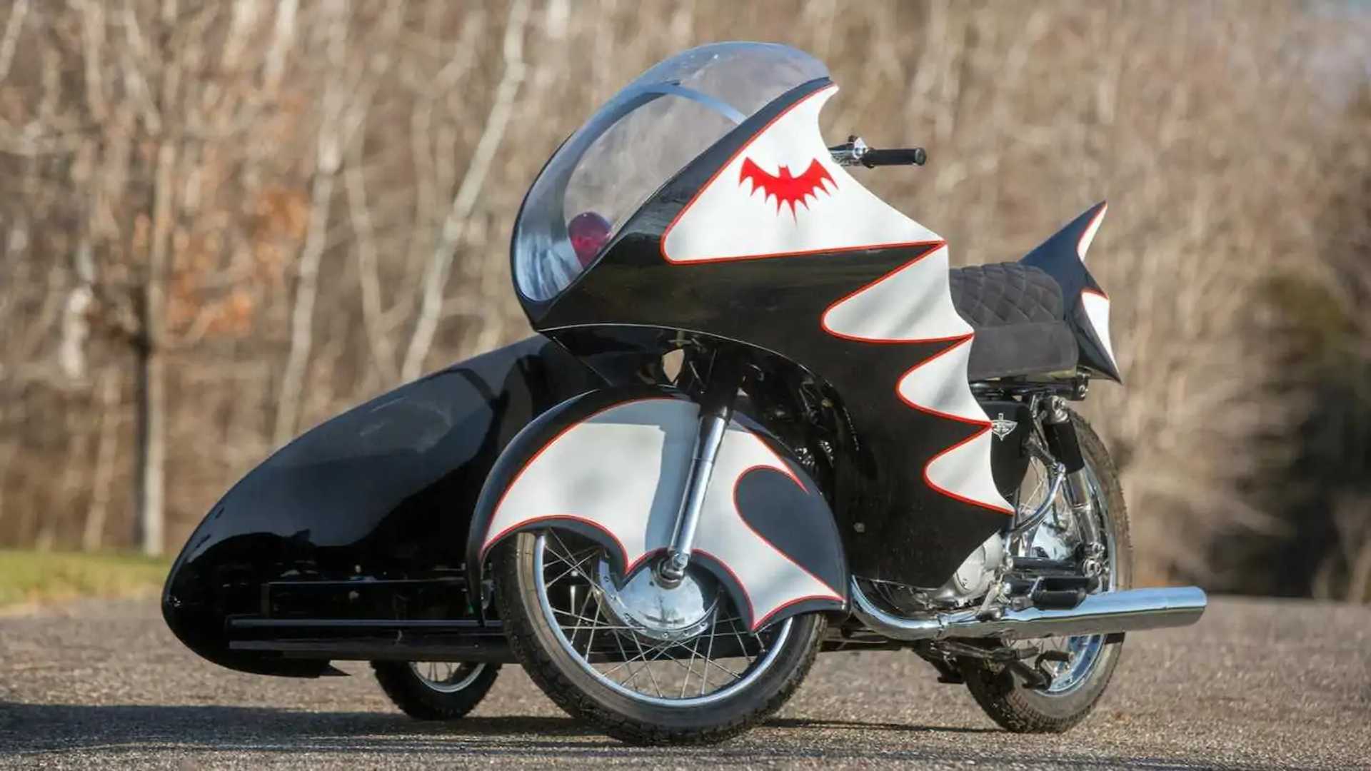 This 1966 Batcycle Replica Comes Complete With Electric Robin Kart