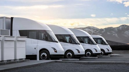 four tesla semi charging station
