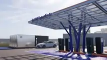 Nio Power Swap Station (PSS) an einem HyperNetz-Ladestandort (Rendering)