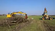 Escavatori JCB: abbattono un frutteto