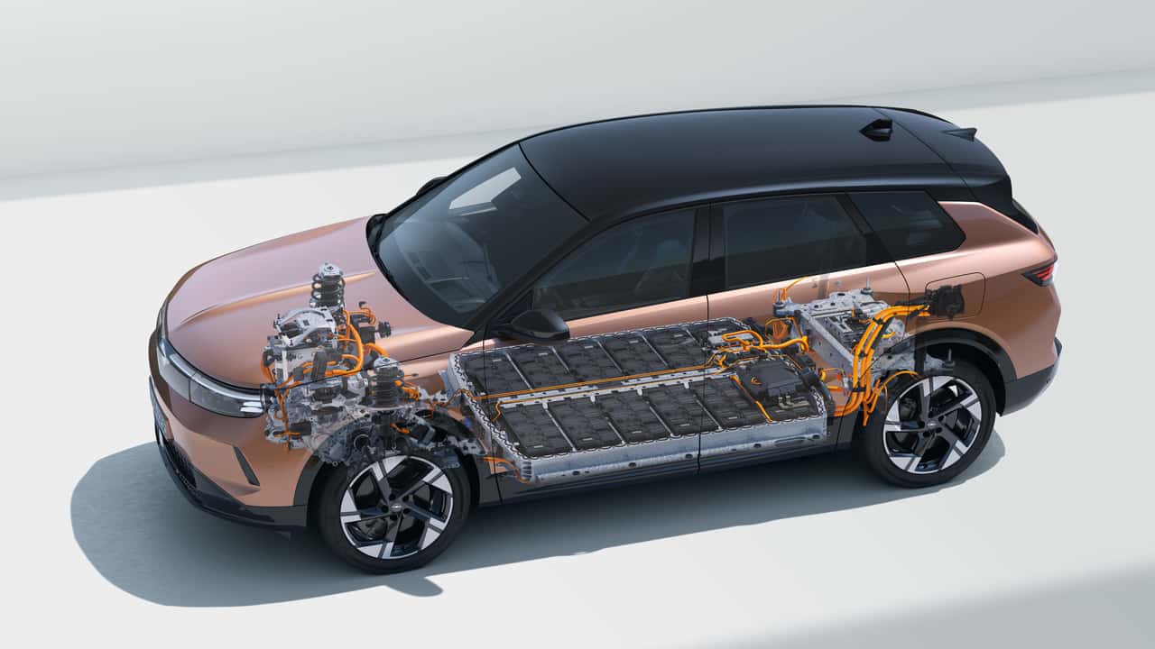 Opel Grandland Electric (Röntgenbild mit Antrieb und Akku)
