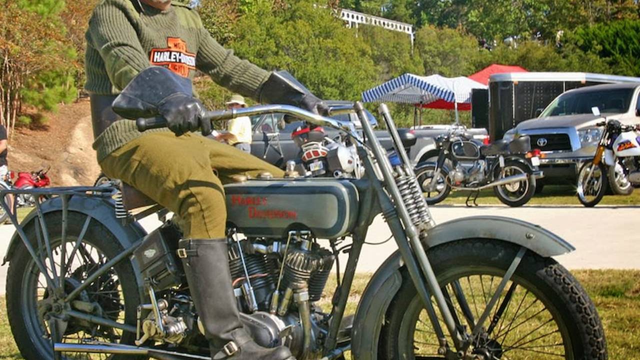 Rider David Lloyd rode his 1919 Harley-Davidson in the 2014 run.