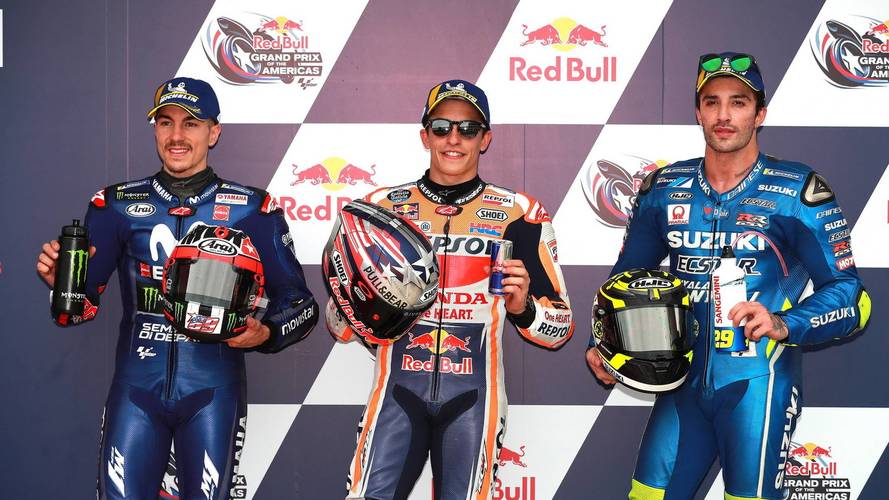 Top3 después de la calificación: Maverick Viñales, Yamaha Factory Racing, Marc Márquez, Repsol Honda Team, Andrea Iannone, Team Suzuki MotoGP