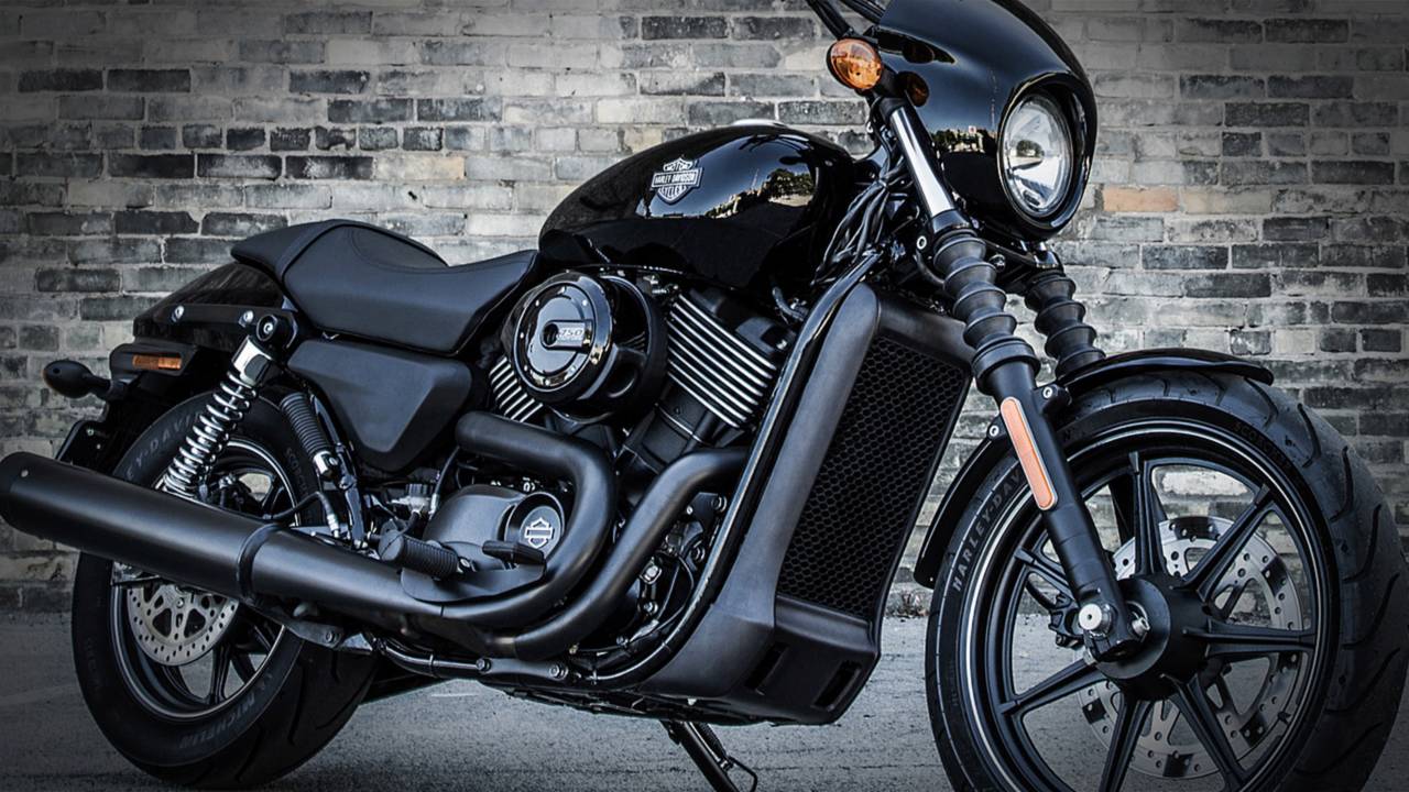Black-on-black-on-black-on-black may look good in person, but man does it make the 2014 Harley-Davidson Street 750 hard to see in photos