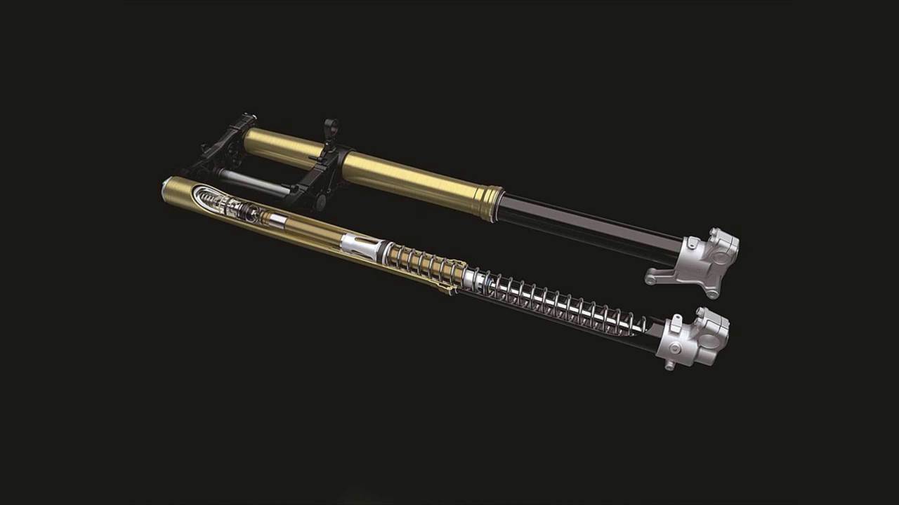 A closer look at the KX450's new Showa forks.