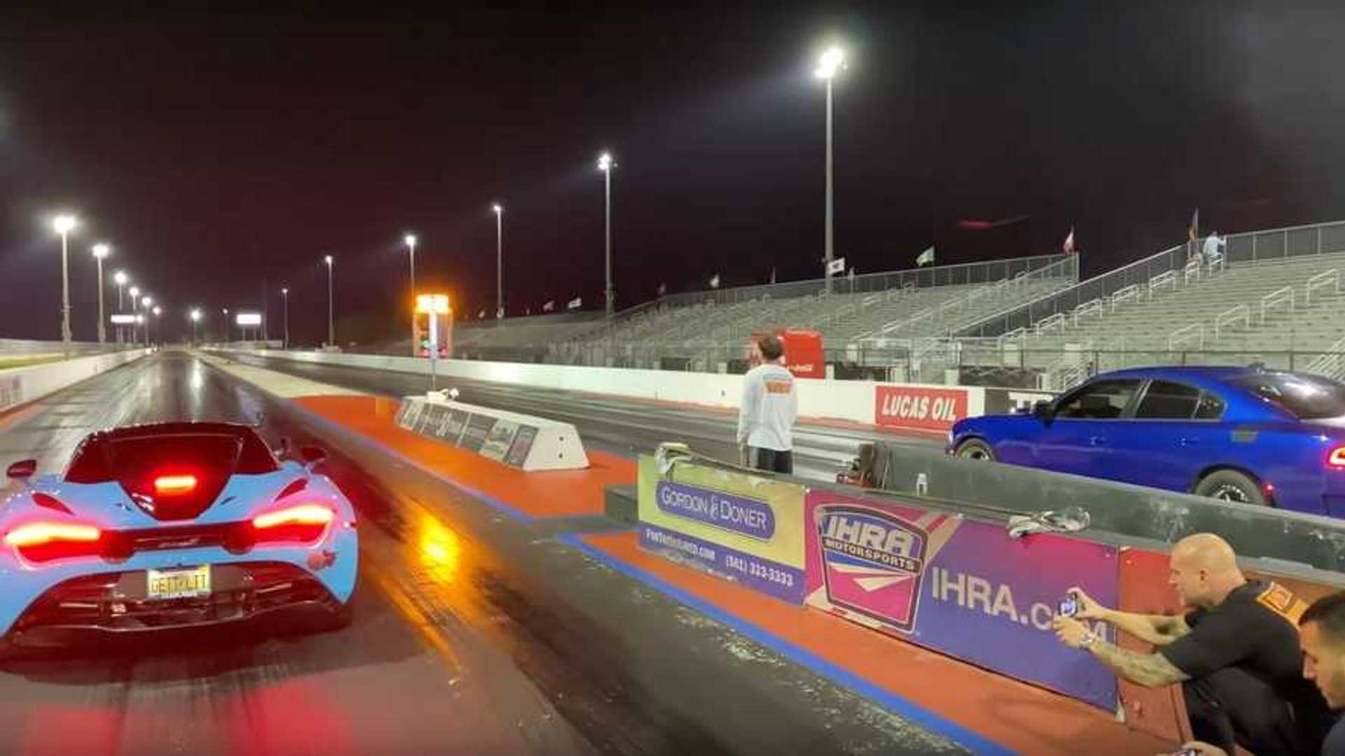 Dodge Charger Hellcat Drag Races McLaren 720S, Both Are Modded