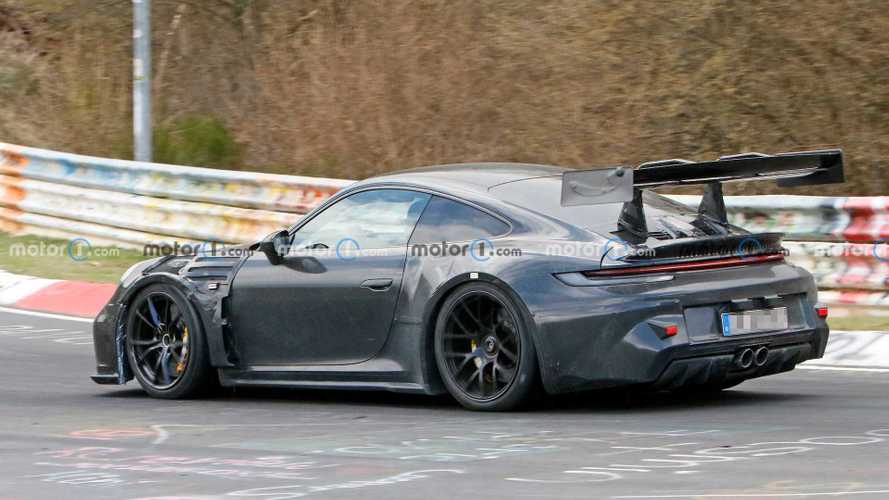 New Porsche 911 GT3 RS spied flaunting its giant wing at Nurburgring