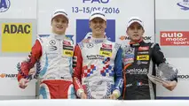 Podium: rookie, Nikita Mazepin, HitechGP Dallara F312  Mercedes-Benz; Ben Barnicoat, HitechGP Dallara F312  Mercedes-Benz; Anthoine Hubert, Van Amersfoort Racing Dallara F312  Mercedes-Benz