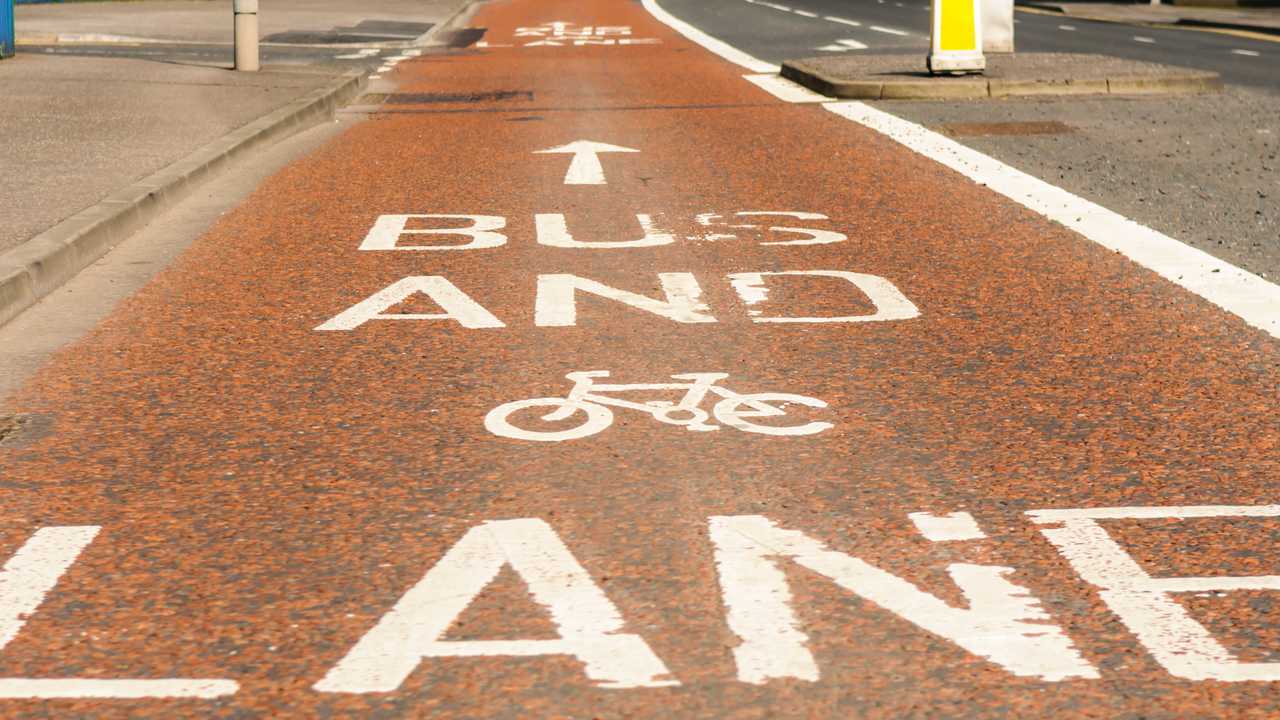 Bus and cycle lane road markings