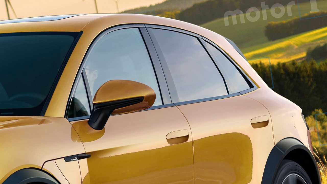 Porsche Macan elettrica, il rendering di Motor1.com