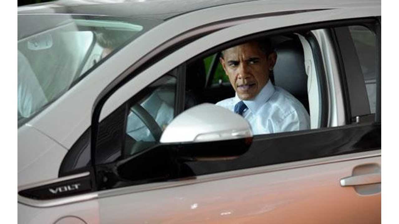 Time To Break Out The Stock Footage Of The President In Plug-In Vehicles.