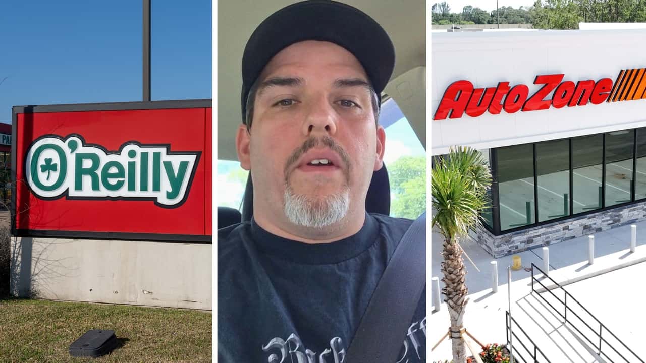 Man goes to AutoZone. Then he walks out and goes to O'Reilly