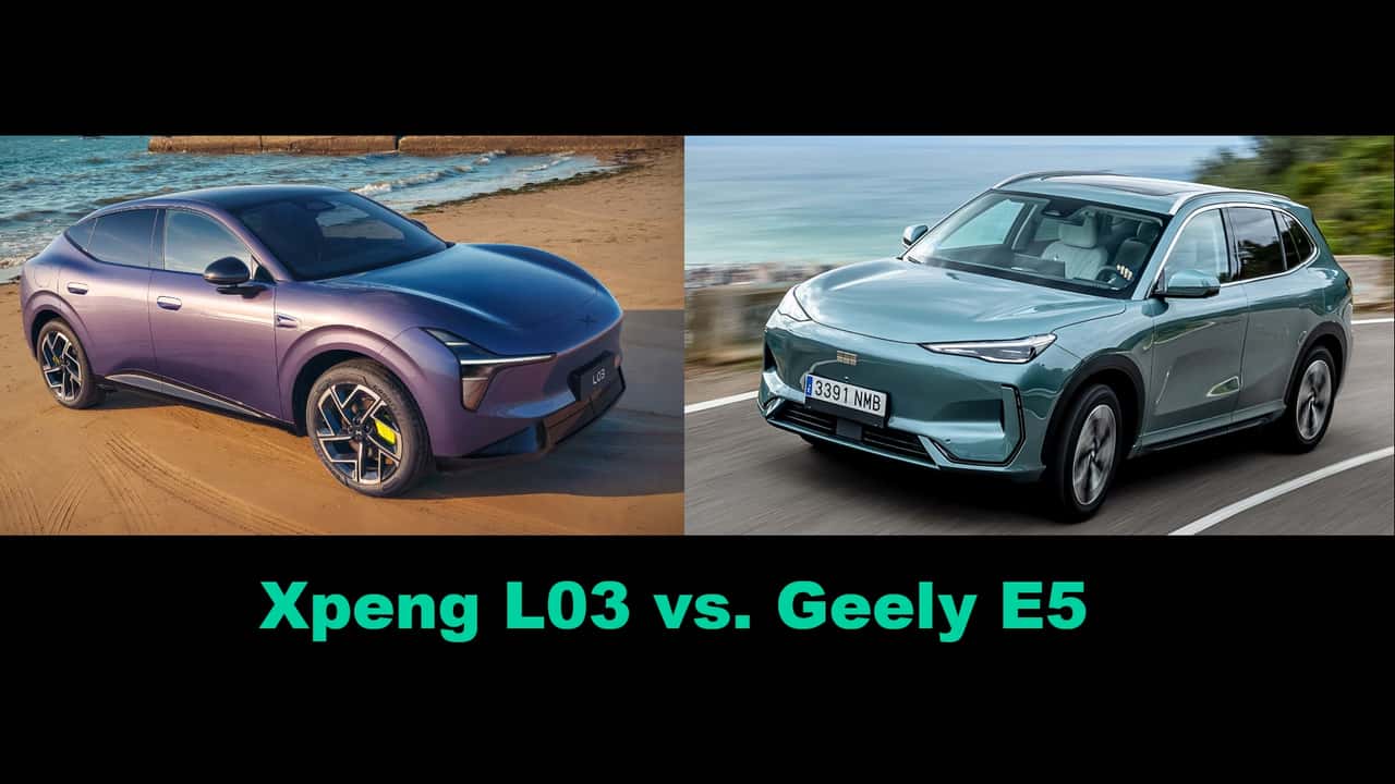 Collage: Xpeng L03 und Geely E5
