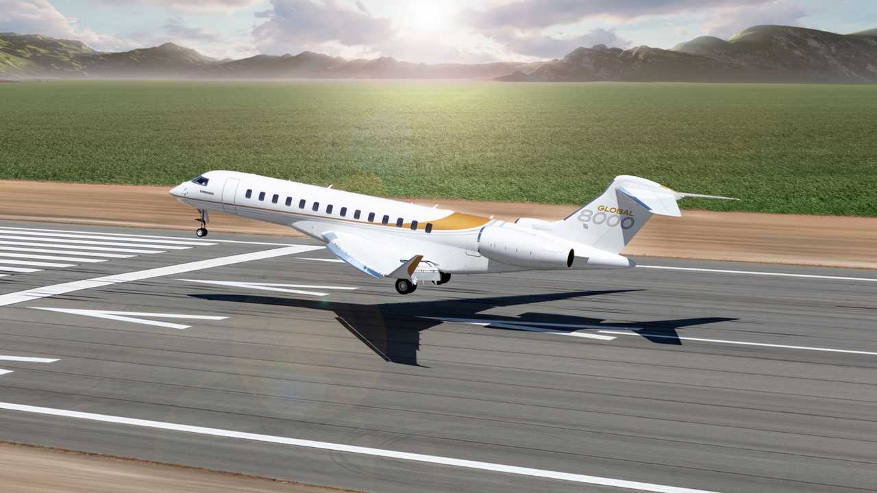 Global 8000 takeoff at sunrise