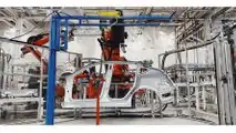 Tesla Model Y body shop in Fremont Factory