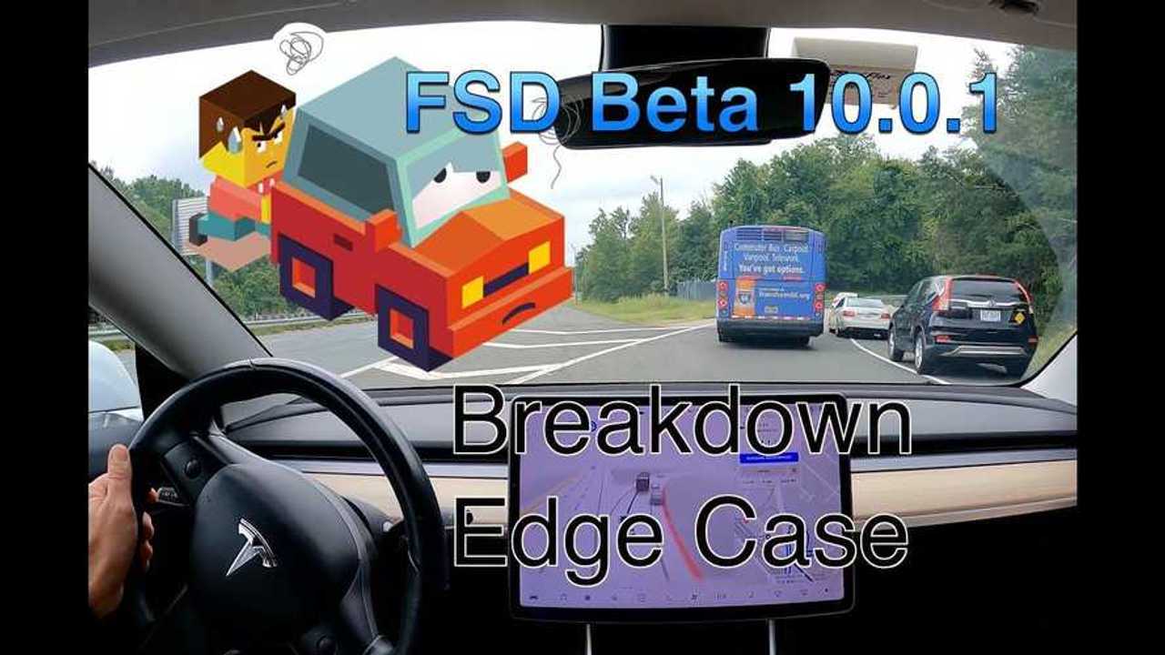 tesla fsd beta 10 broken bus tow truck