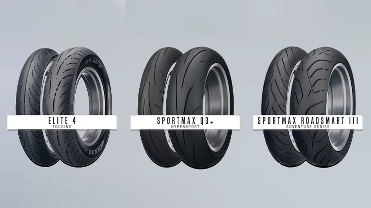 Dunlops Sportmax series Roadsmart III and Q3+, and Elite 4 touring rubber - now available in new sizes.