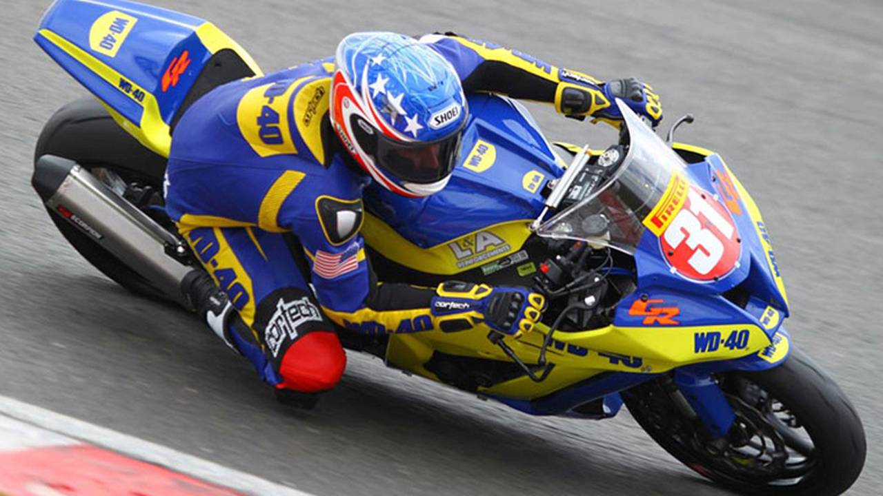 Tommy Aquino racing in the 2013 British Superbike Championship.