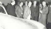 Mostra della Carrozzeria Italiana, Torino, 1978. In primo piano: Cesare Romiti, Vittorio Gregotti, Dante Giacosa, Gianni Agnelli
(Foto MAUTO)