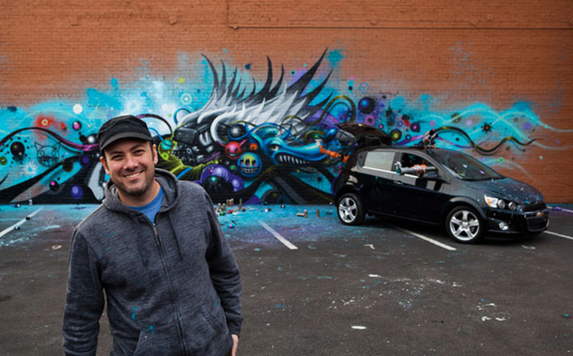 Video: Jeff Soto creates Street Art with a Robot and a Chevy Sonic