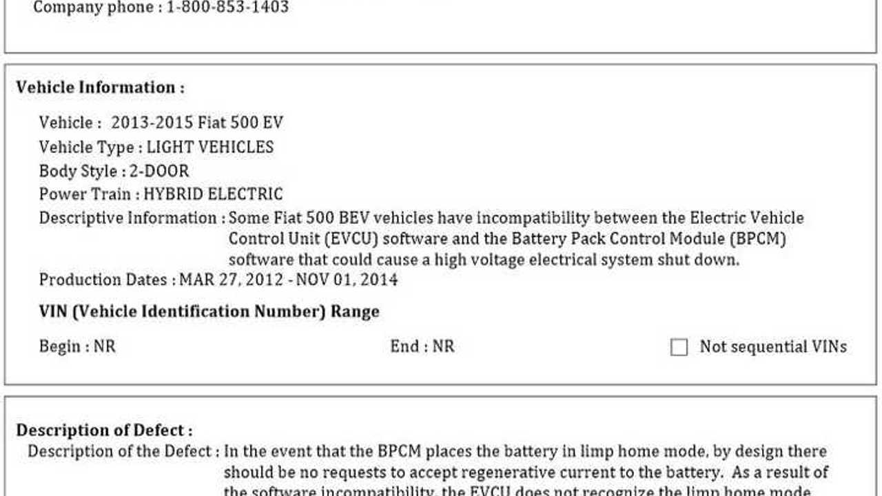 500e recall 1
