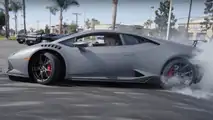 Lamborghini Huracan drifts at dealer