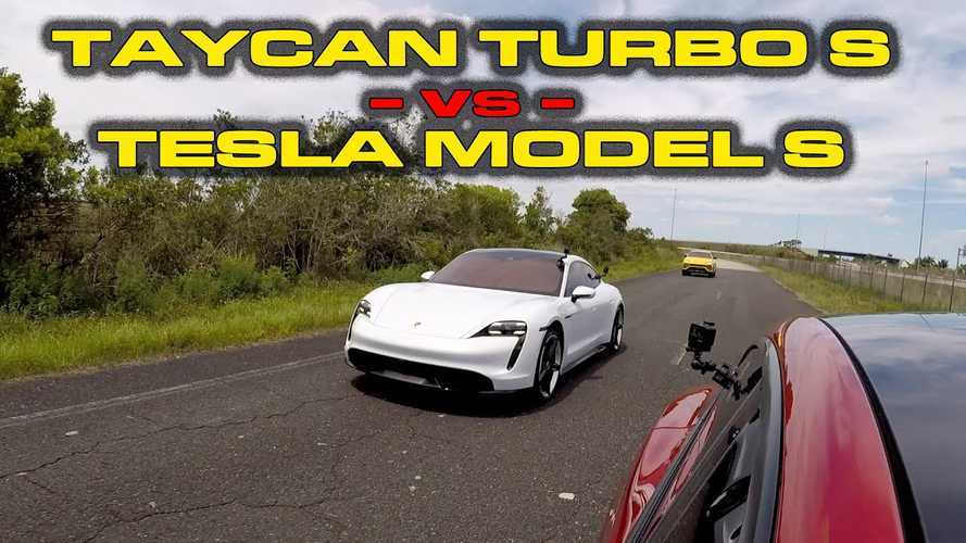 Watch Tesla Model S Performance 'Cheetah' vs Porsche Taycan Turbo S