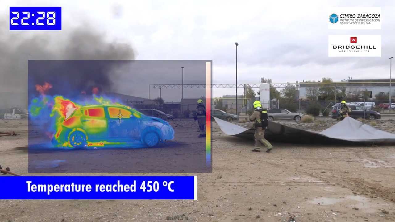 Bridgehill Creates Giant Fire Blanket That Cuts Battery Reignition In EV Blazes