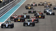 Lewis Hamilton, Mercedes AMG F1 W07 Hybrid leads at the start of the race