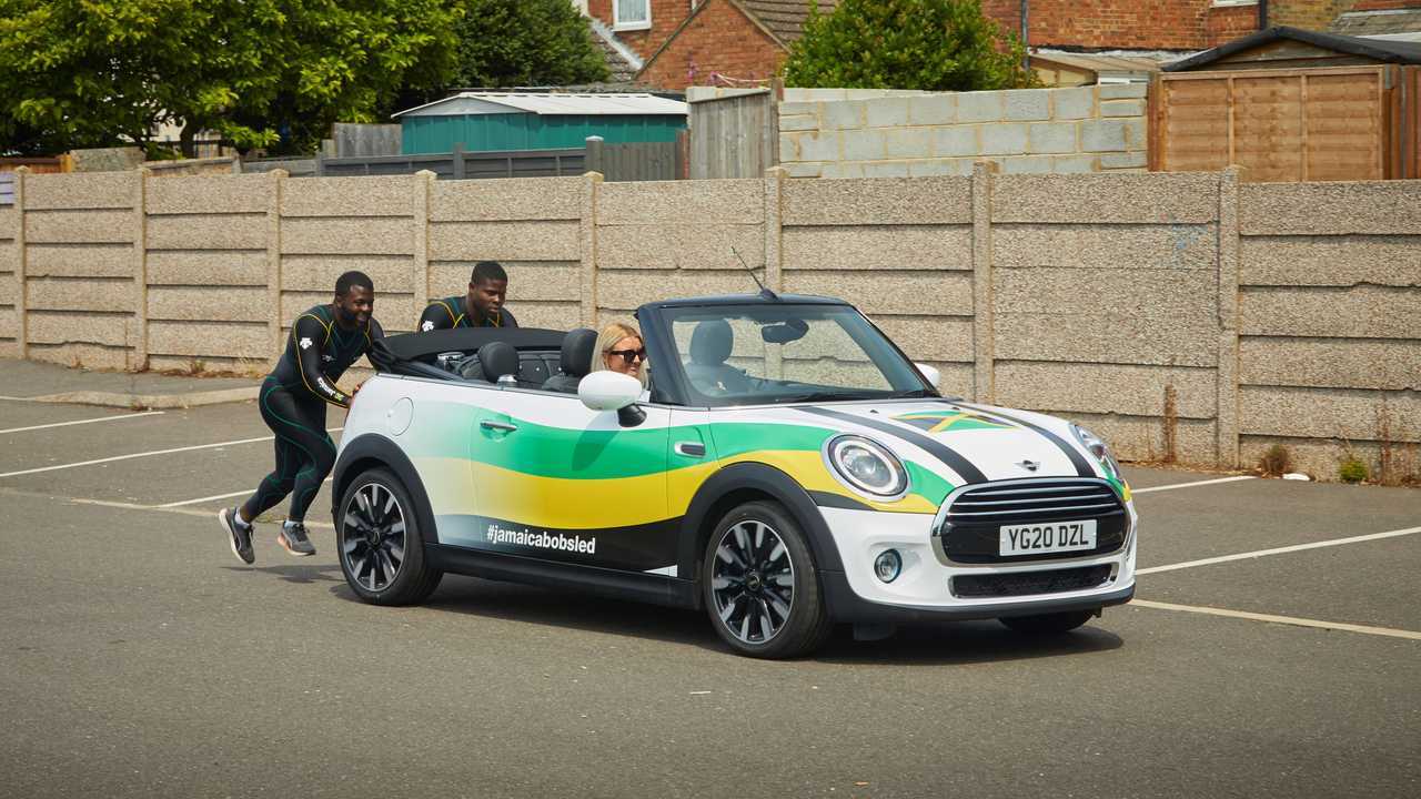 Jamaican bobsleigh team trains with a Mini