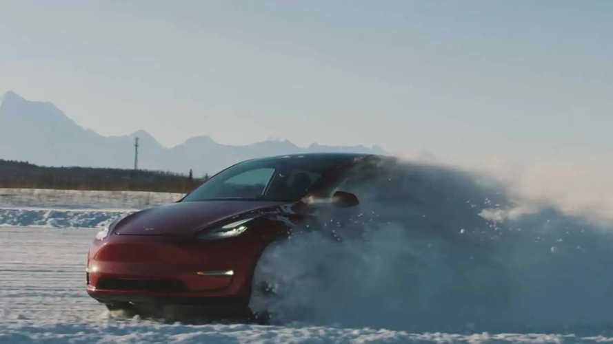 Watch Tesla Model Y drift like rally car, shred tyres